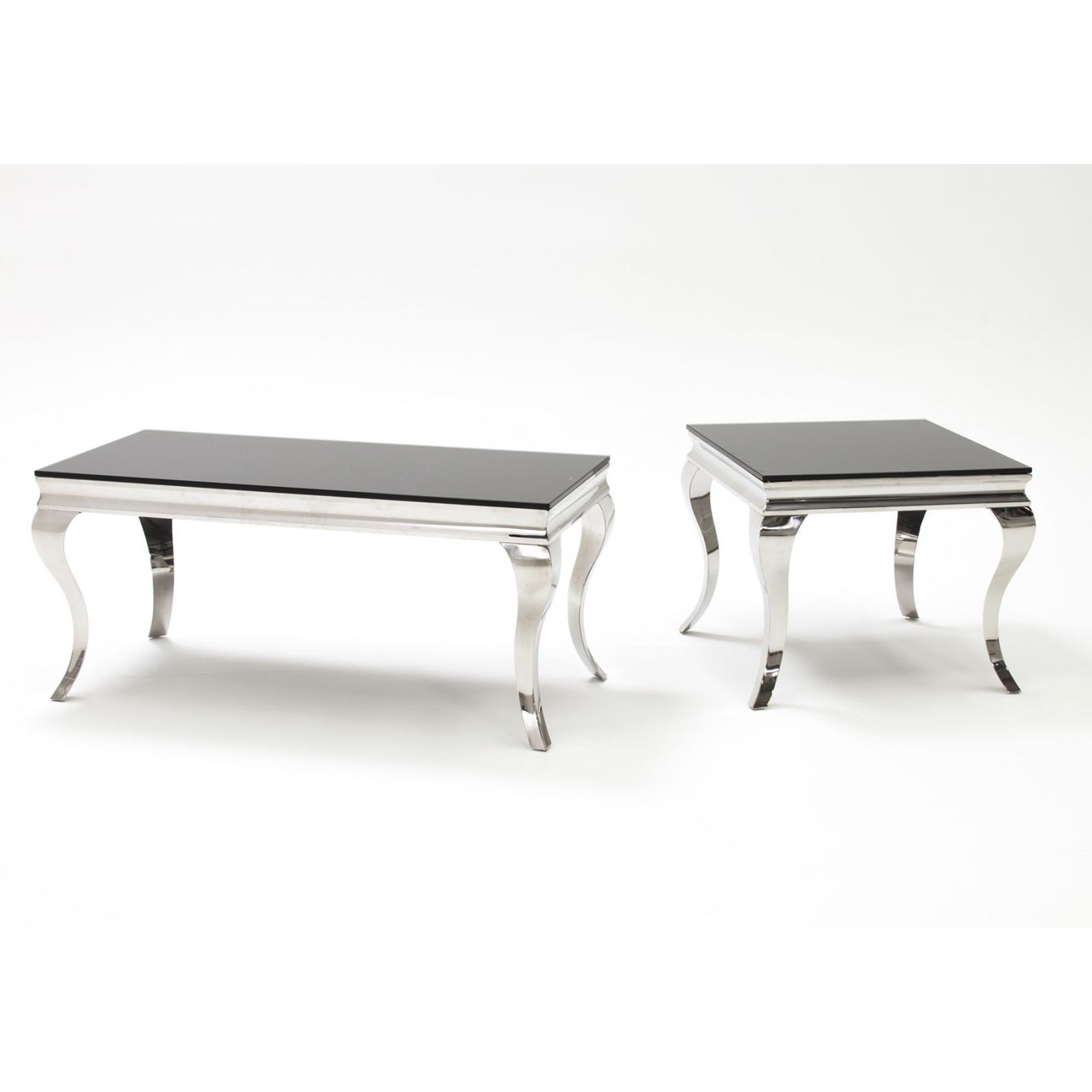 Glass And Stainless Steel Cocktail Tables Regarding 2018 Louis Rectangular Black Glass & Stainless Steel Coffee (View 11 of 20)