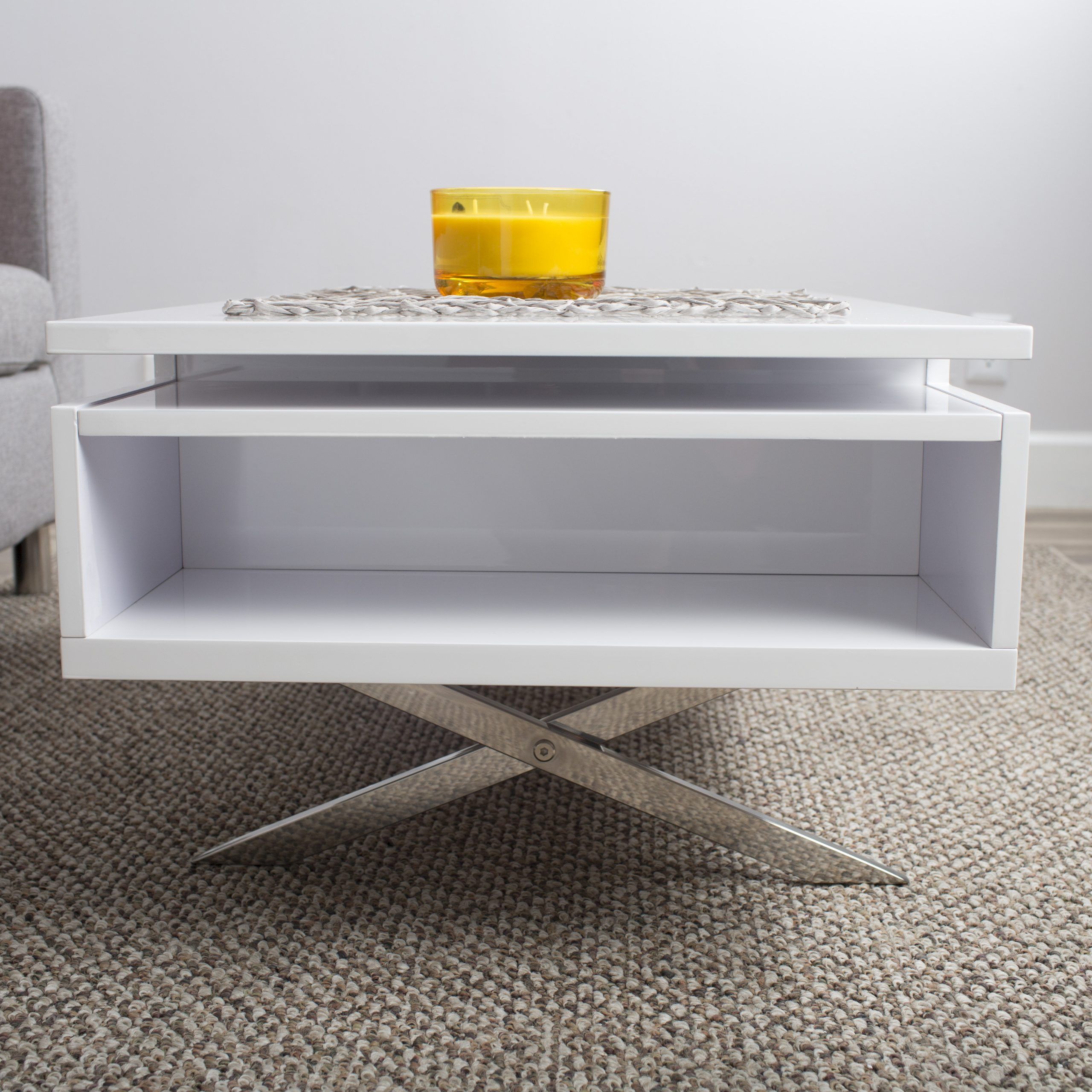 Gloss White Steel Coffee Tables Within Famous Stelar White Lacquer High Gloss Lift Top Rectangular (View 19 of 20)