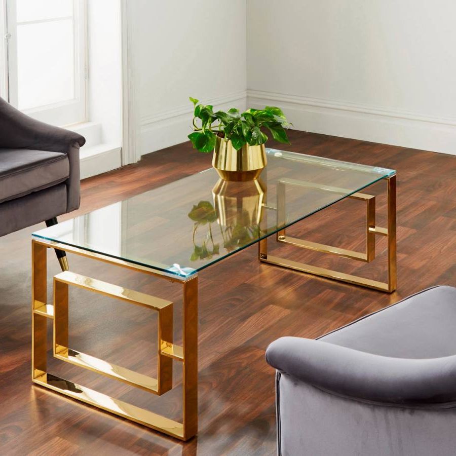 Gold Coffee Tables Regarding Widely Used Gold Plated Milano Coffee Table – Brandalley (View 4 of 20)