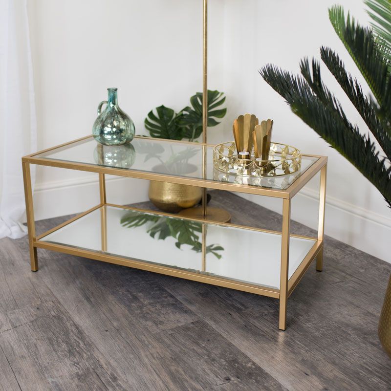 Gold Glass/mirrored Coffee Table – Windsor Browne With Well Liked Glass And Pewter Coffee Tables (View 7 of 20)