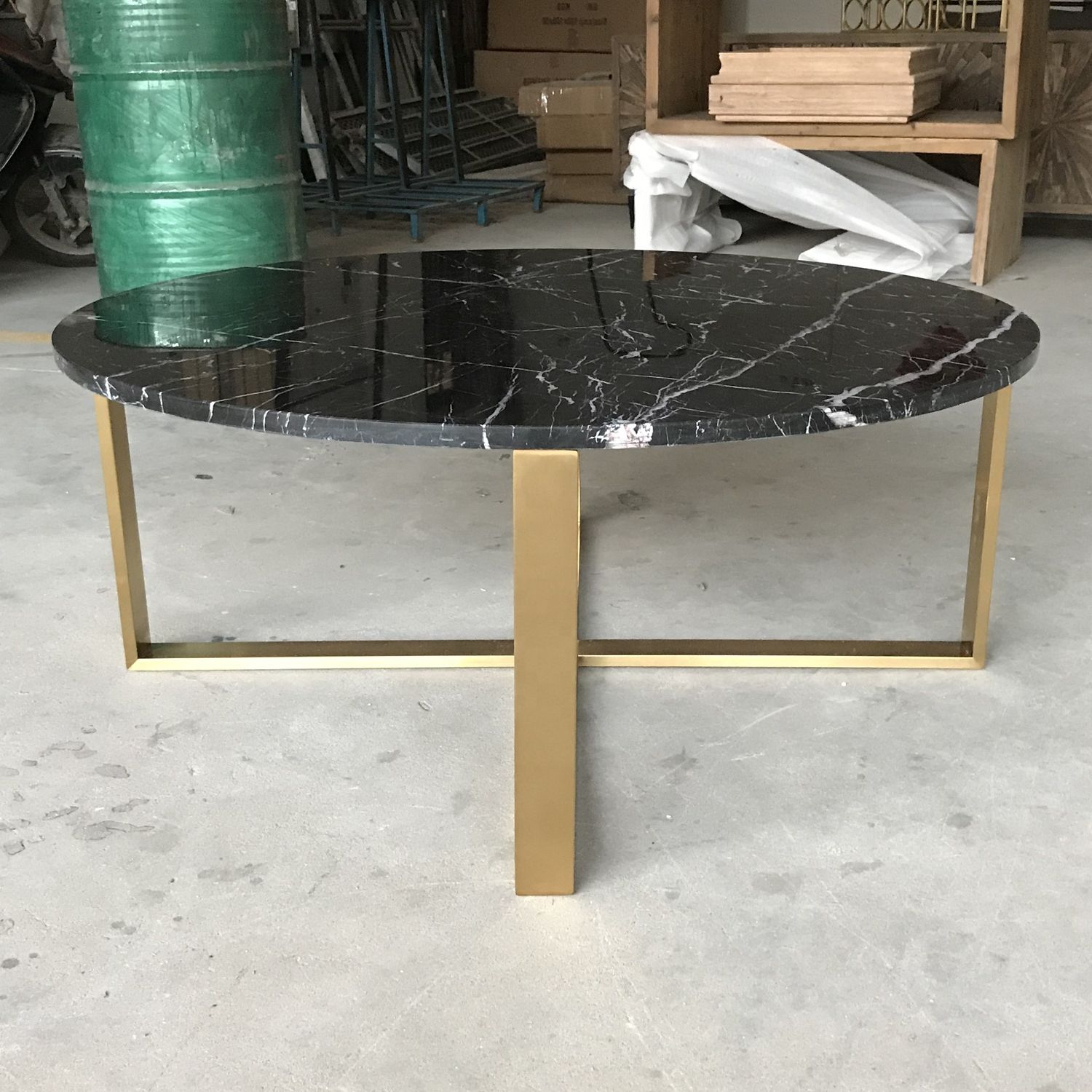 Gold Metal Base Wholesale Round Black Marble Coffee Table With Regard To 2019 Antique Blue Gold Coffee Tables (View 12 of 20)