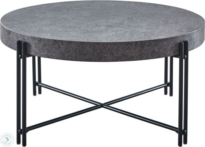 Gray And Black Coffee Tables Inside Most Popular Morgan Mottled Grey And Black Round Cocktail Table From (View 18 of 20)