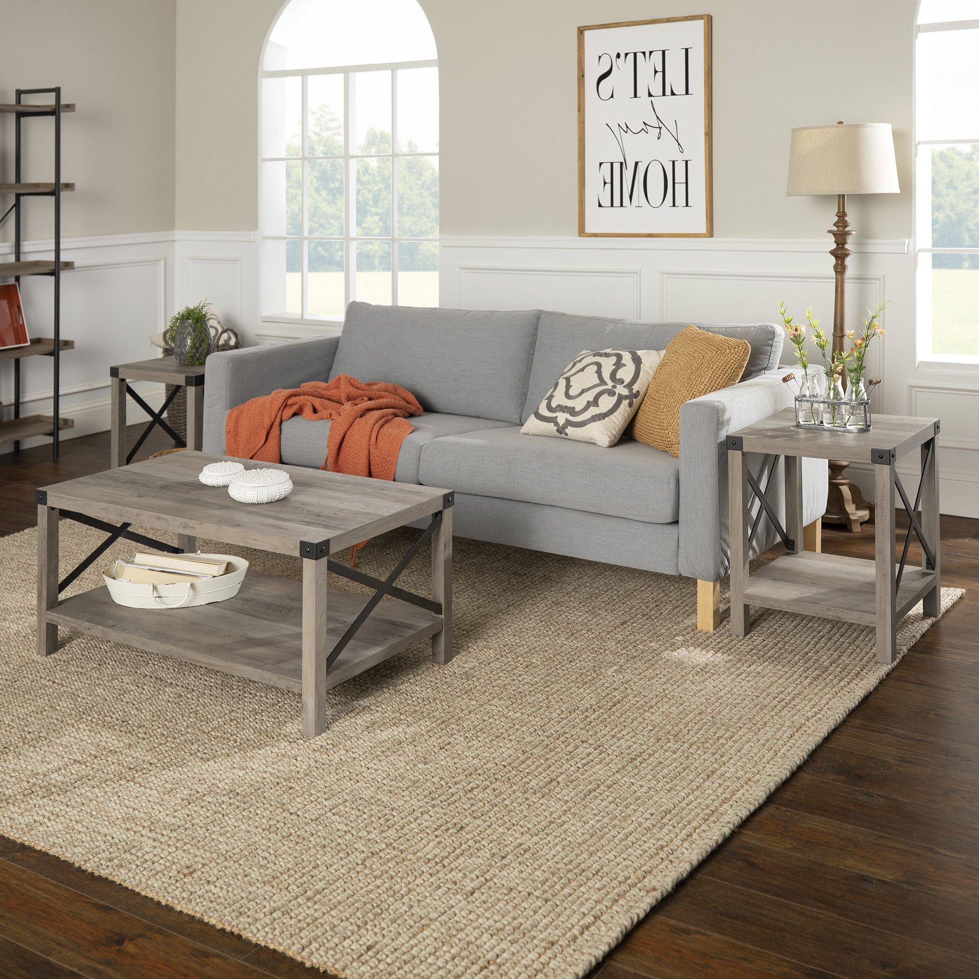 Gray Wash Coffee Tables Throughout Best And Newest Manor Park 3 Piece Rustic Wood & Metal Coffee Table Set (View 6 of 20)