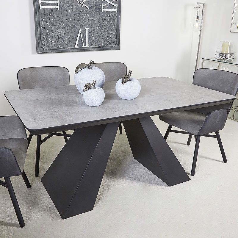 Gray Wood Veneer Cocktail Tables Intended For Current Axel Dining Table With Black Wooden Base And Grey Wood (View 11 of 20)