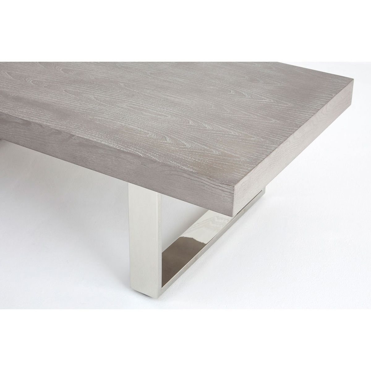 Grey Elm Wood Coffee Table – Stainless Steel Legs (View 12 of 20)