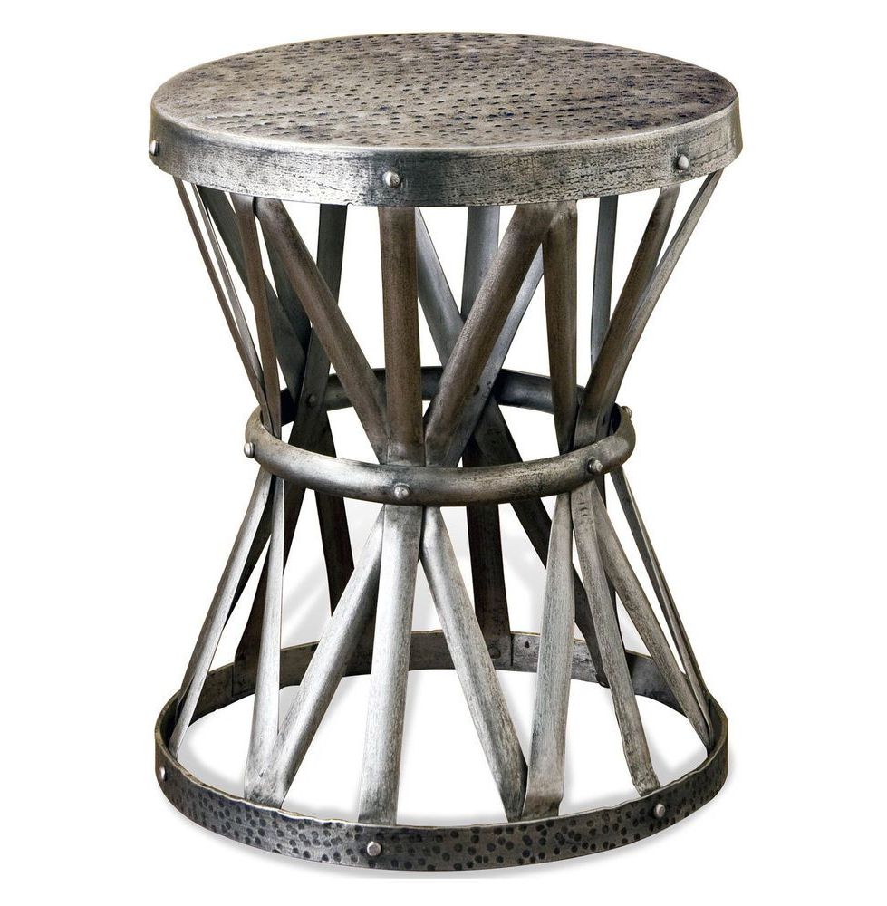 Hammered Antique Brass Modern Cocktail Tables With Popular Araby Rustic Hammered Antique Silver Accent Side Table (View 12 of 20)