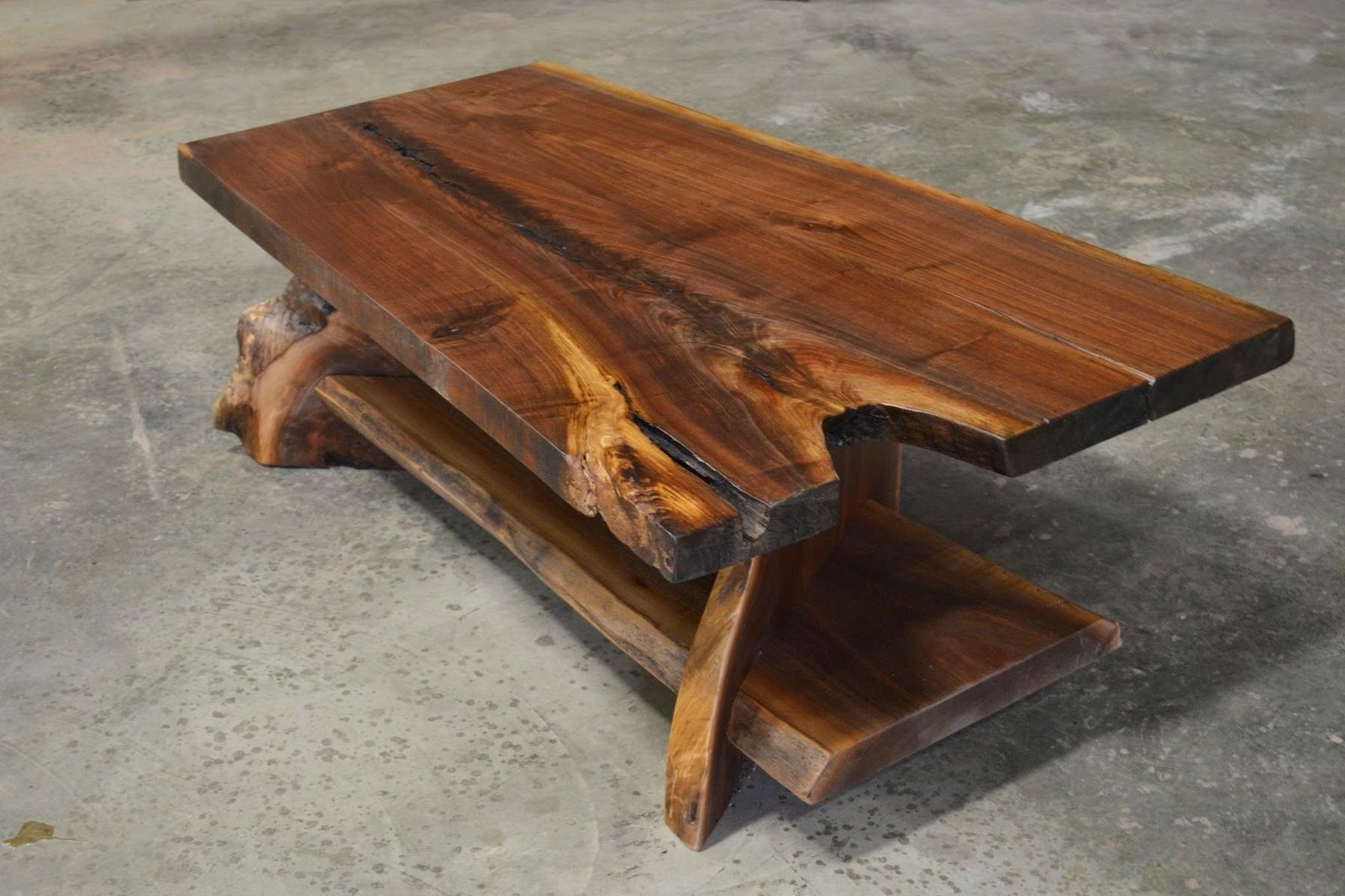 Hand Crafted Live Edge Walnut Coffee Tablecorey Morgan Intended For Well Known Walnut Wood And Gold Metal Coffee Tables (View 11 of 20)