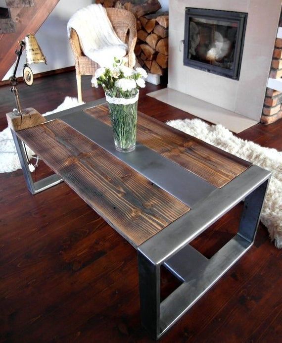 Handmade Reclaimed Wood & Steel Coffee Table Vintage Throughout Fashionable Antique Silver Aluminum Coffee Tables (View 11 of 20)