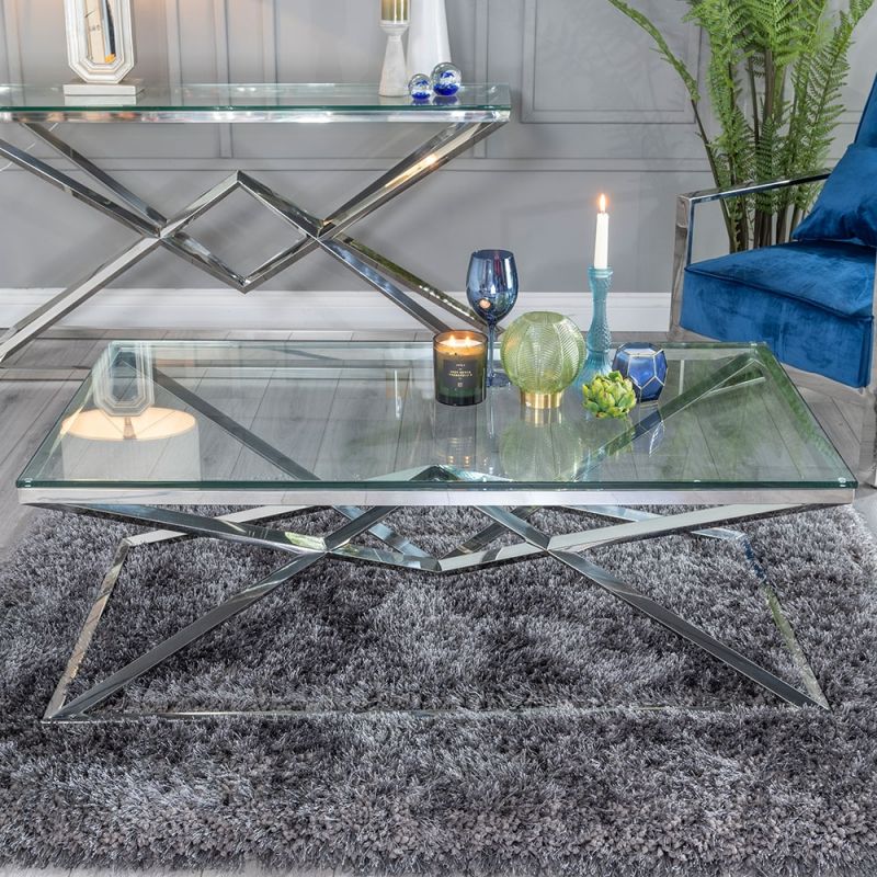 Helm Glass And Stainless Steel Chrome Coffee Table With 2019 Chrome Coffee Tables (View 8 of 20)