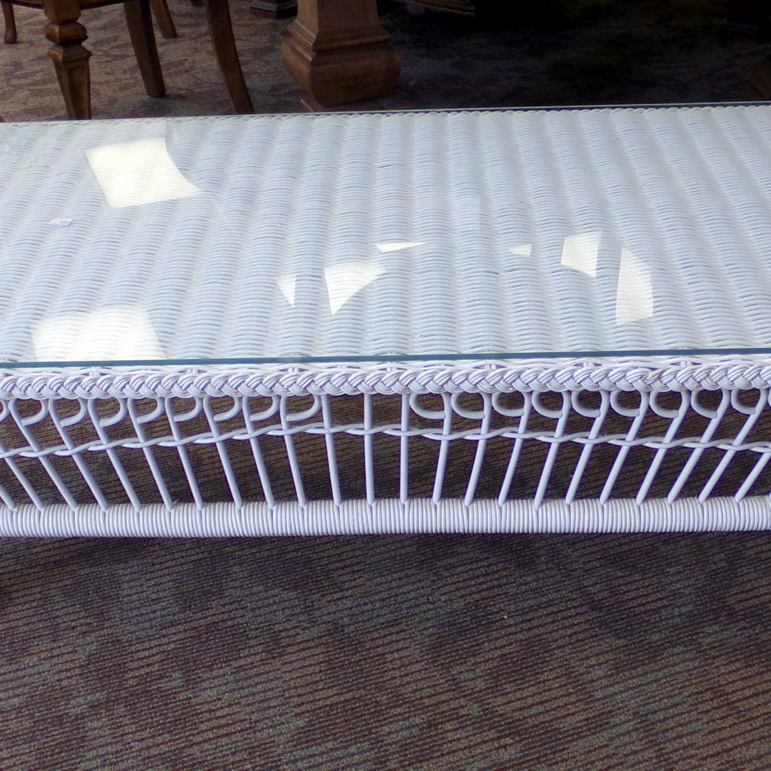 Henry Link White Wicker Glass Top Coffee Table (View 19 of 20)