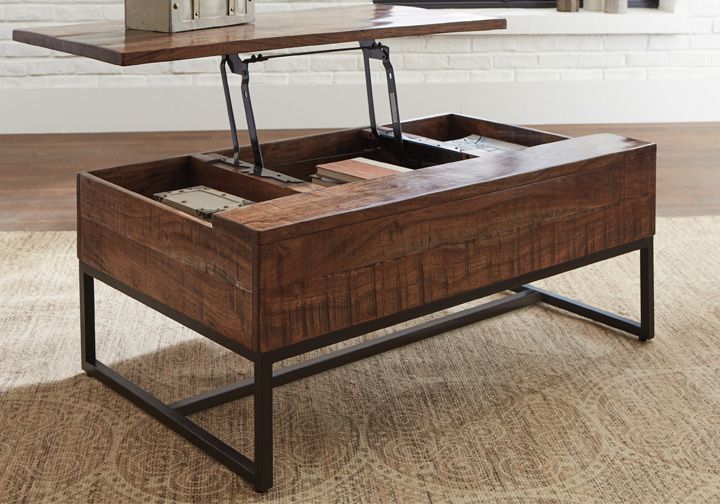 Hirvanton Warm Brown Rectangular Lift Top Cocktail Table In Well Liked Warm Pecan Coffee Tables (View 6 of 20)