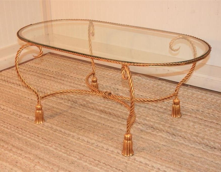 Hollywood Regency Italian Gold Gilt Metal Tassel Coffee For Most Popular Antique Silver Aluminum Coffee Tables (View 8 of 20)