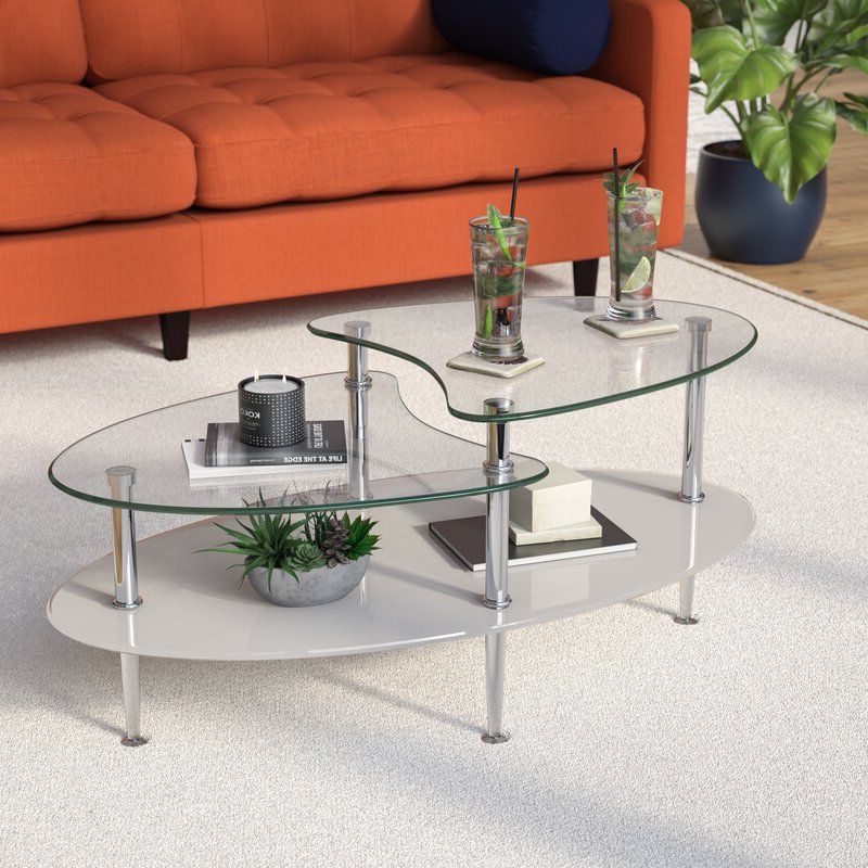 Home Loft Concept Glass Oval Coffee Table & Reviews In Trendy Glass And Pewter Oval Coffee Tables (View 3 of 20)