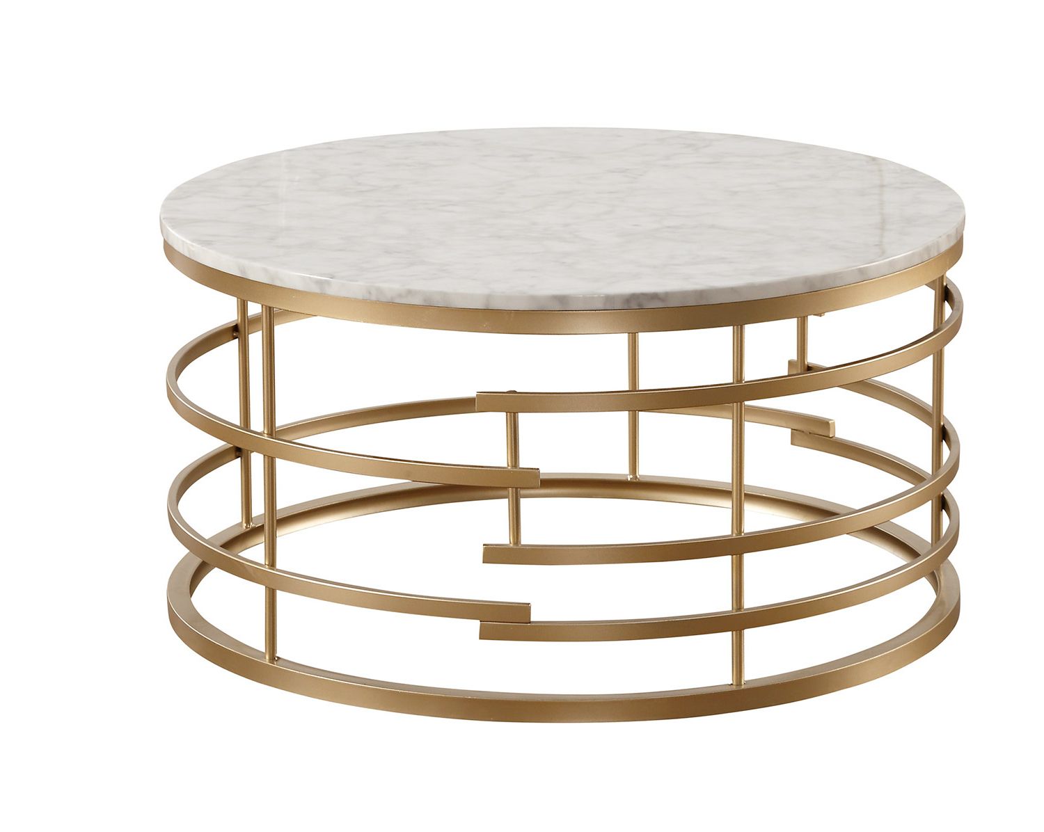 Homelegance Brassica Round Cocktail/coffee Table With Faux Within 2019 Faux White Marble And Metal Coffee Tables (View 15 of 20)