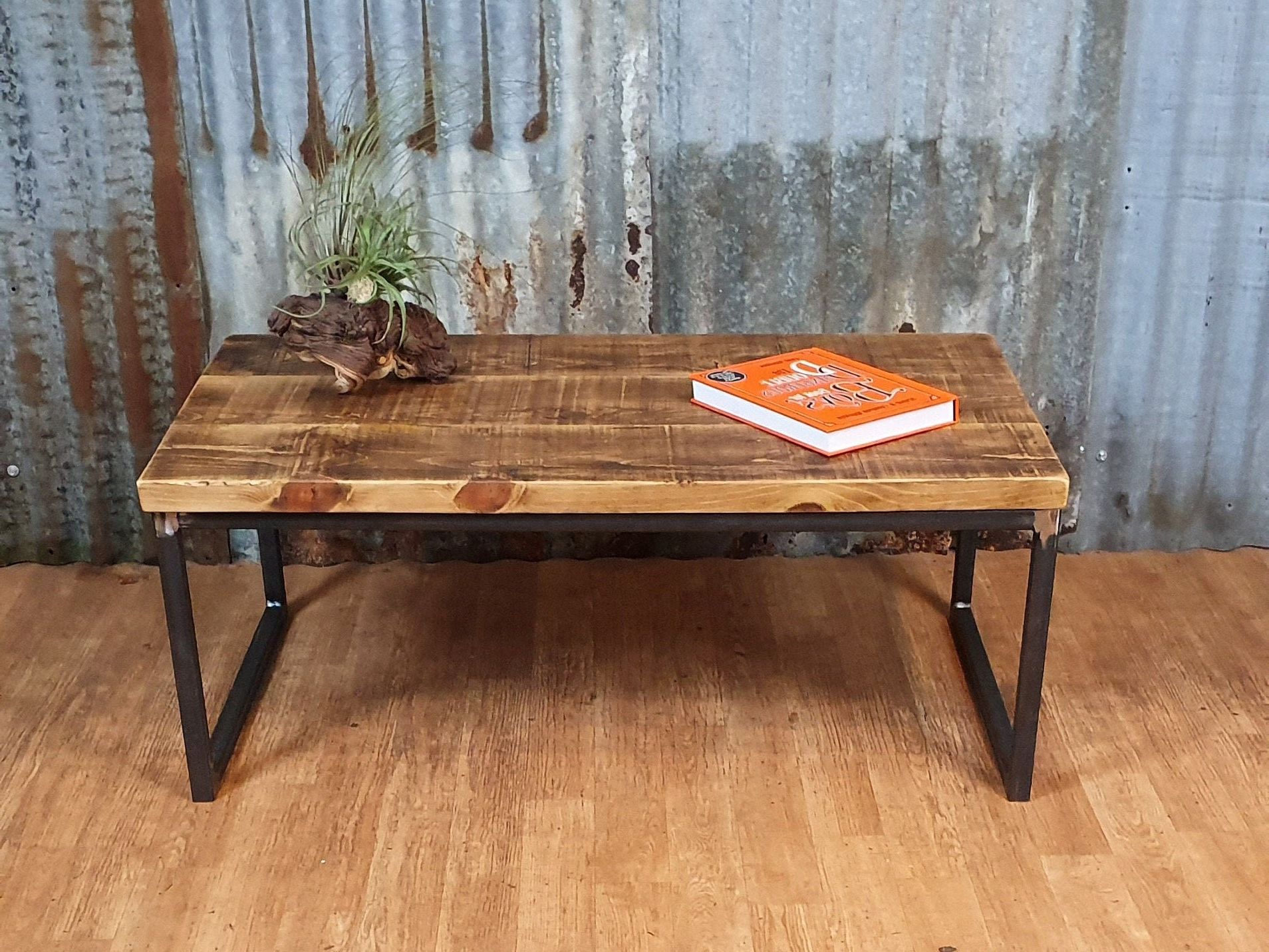 Industrial Reclaimed Calia Style Coffee Table, Solid Wood With Fashionable Metal And Oak Coffee Tables (View 6 of 20)
