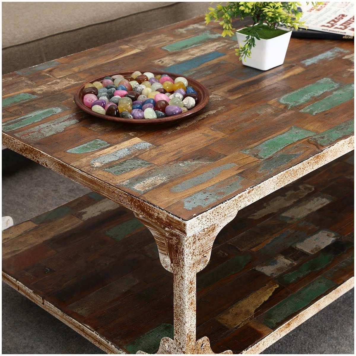 Industrial Reclaimed Wood & Iron 2 Tier Coffee Table Pertaining To Trendy Reclaimed Wood Coffee Tables (View 2 of 20)
