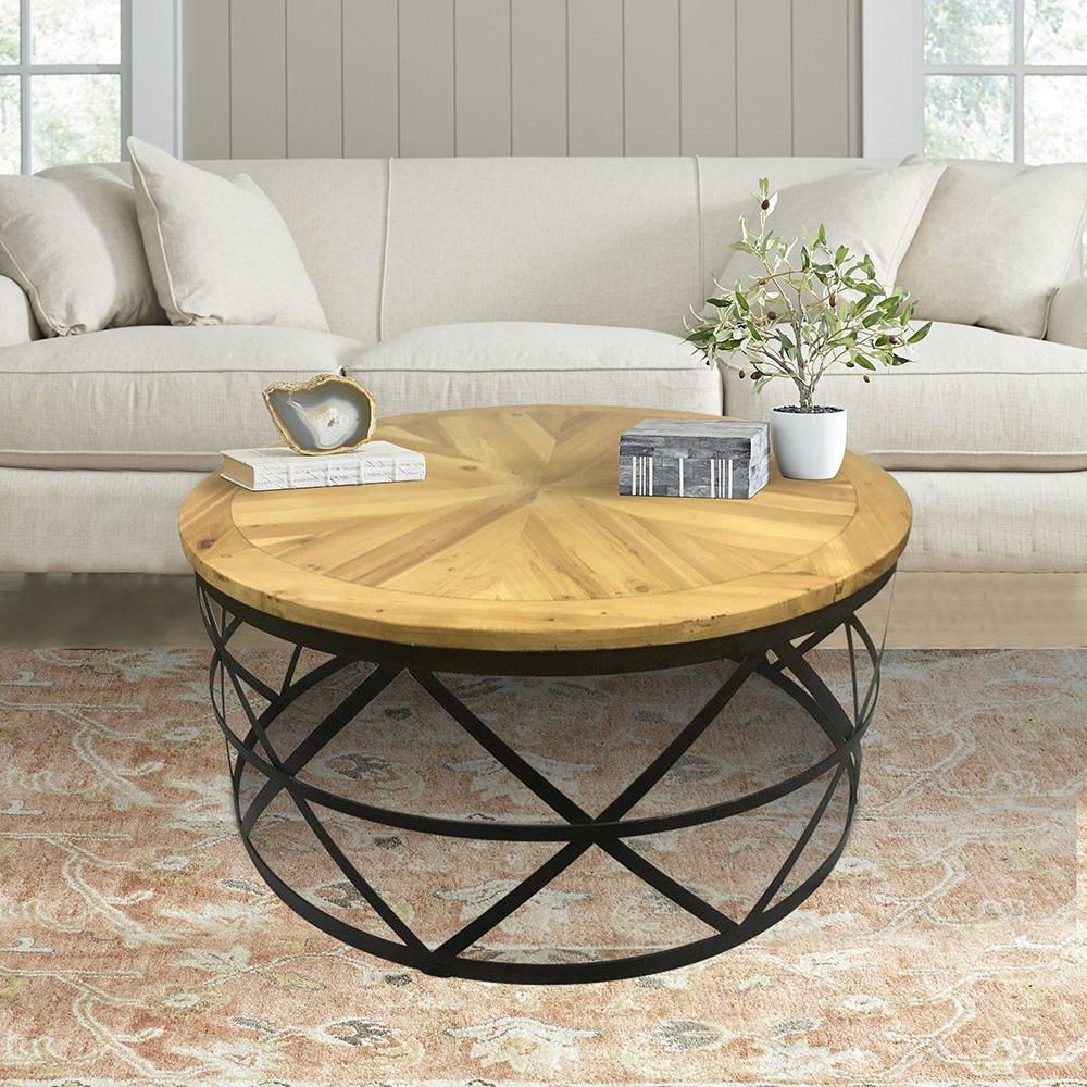 Industrial Reclaimed Wood Round Coffee Table Dmt 085 – The Within Most Up To Date Reclaimed Wood Coffee Tables (View 4 of 20)