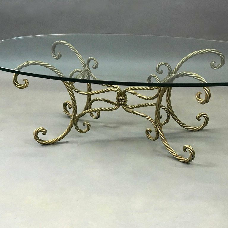 Italian Mid Century Gilt Braided Rope And Oval Glass In Trendy Oval Corn Straw Rope Coffee Tables (View 3 of 20)