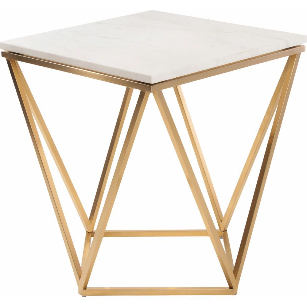 Jasmine Side Table W/ White Marble On Geometric Gold For Most Popular Geometric White Coffee Tables (View 7 of 20)