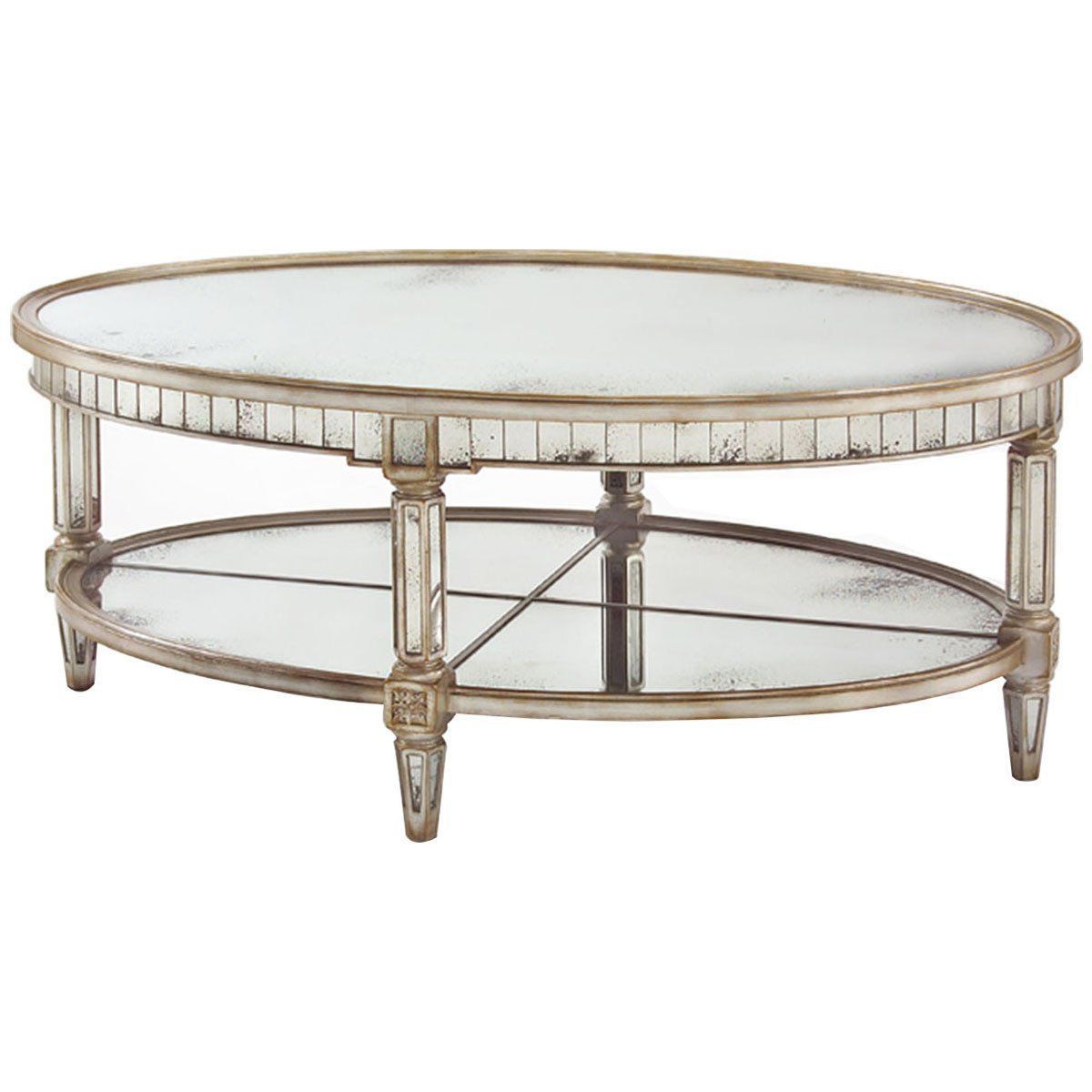 John Richard Parisian Silver Keswick Oval Cocktail Table Regarding Well Known Silver Mirror And Chrome Coffee Tables (View 19 of 20)