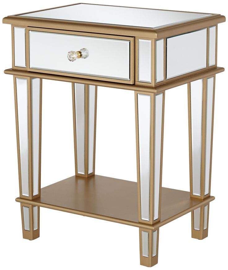 Joslyn 1 Drawer Gold Mirrored End Table – #8c (View 9 of 20)