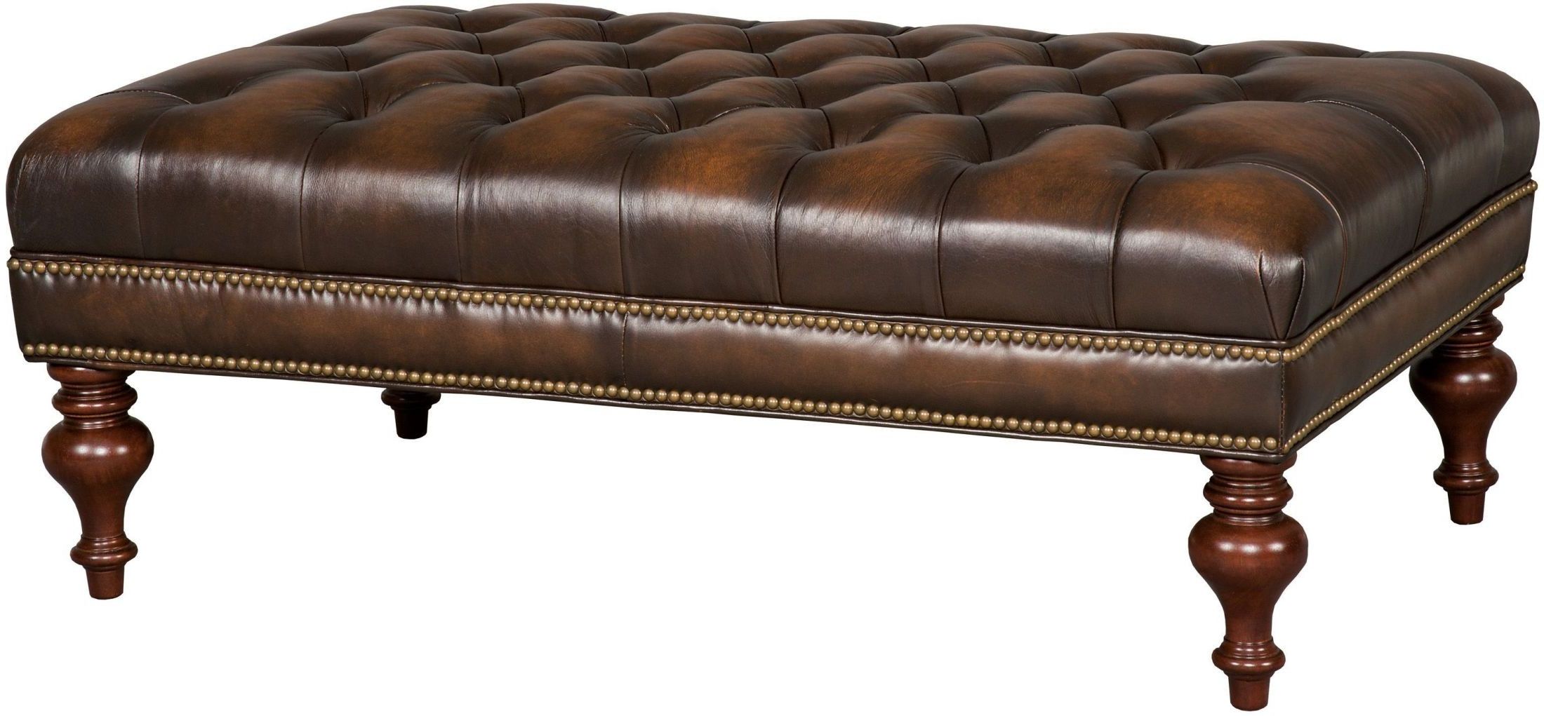Kingley Brown Tufted Cocktail Leather Ottoman From Hooker Inside Most Up To Date Tufted Ottoman Cocktail Tables (View 18 of 20)