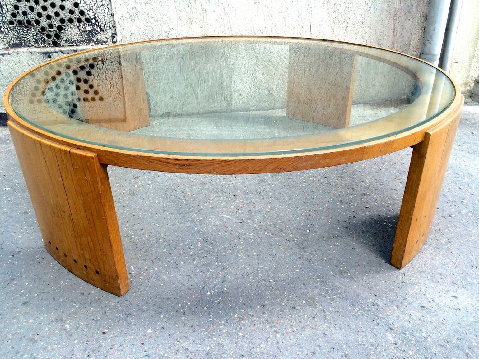 Large Modern Coffee Tables Pertaining To Latest Jacques Adnet Very Large Round Coffee Table In Oak And (View 10 of 20)