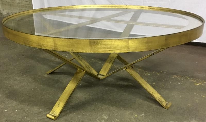 Large Round 40s French Gold Leaf Wrought Iron Coffee Table With Regard To Popular Leaf Round Coffee Tables (View 2 of 20)