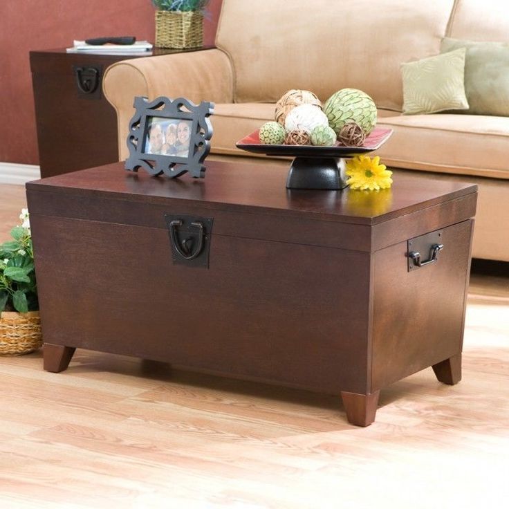 Large Storage Trunk Chest Wood Home Decor Coffee Table Inside Well Liked Walnut Wood Storage Trunk Cocktail Tables (View 12 of 20)