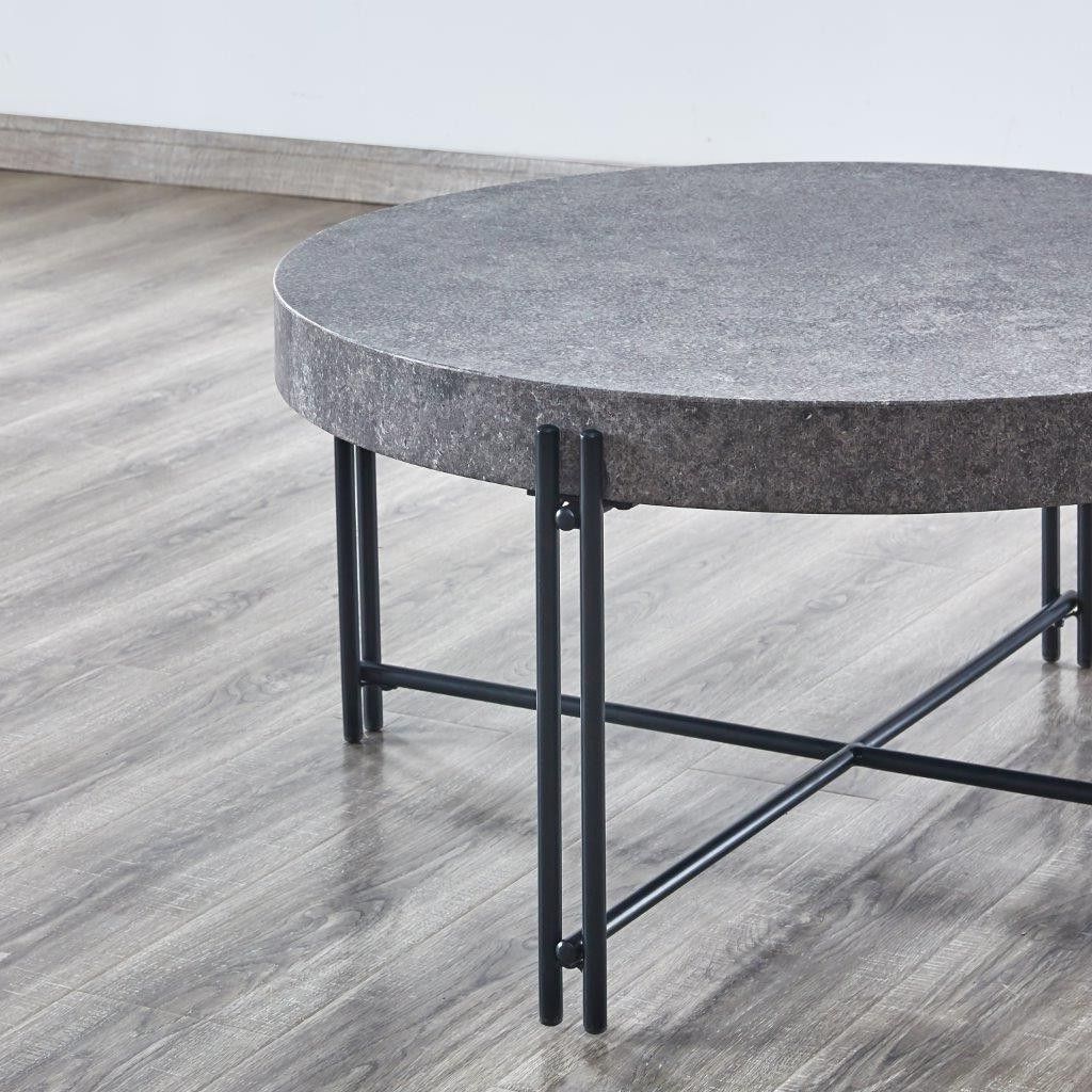 Latest Caviar Black Cocktail Tables Intended For Morgan Mottled Grey And Black Round Cocktail Table (View 9 of 20)
