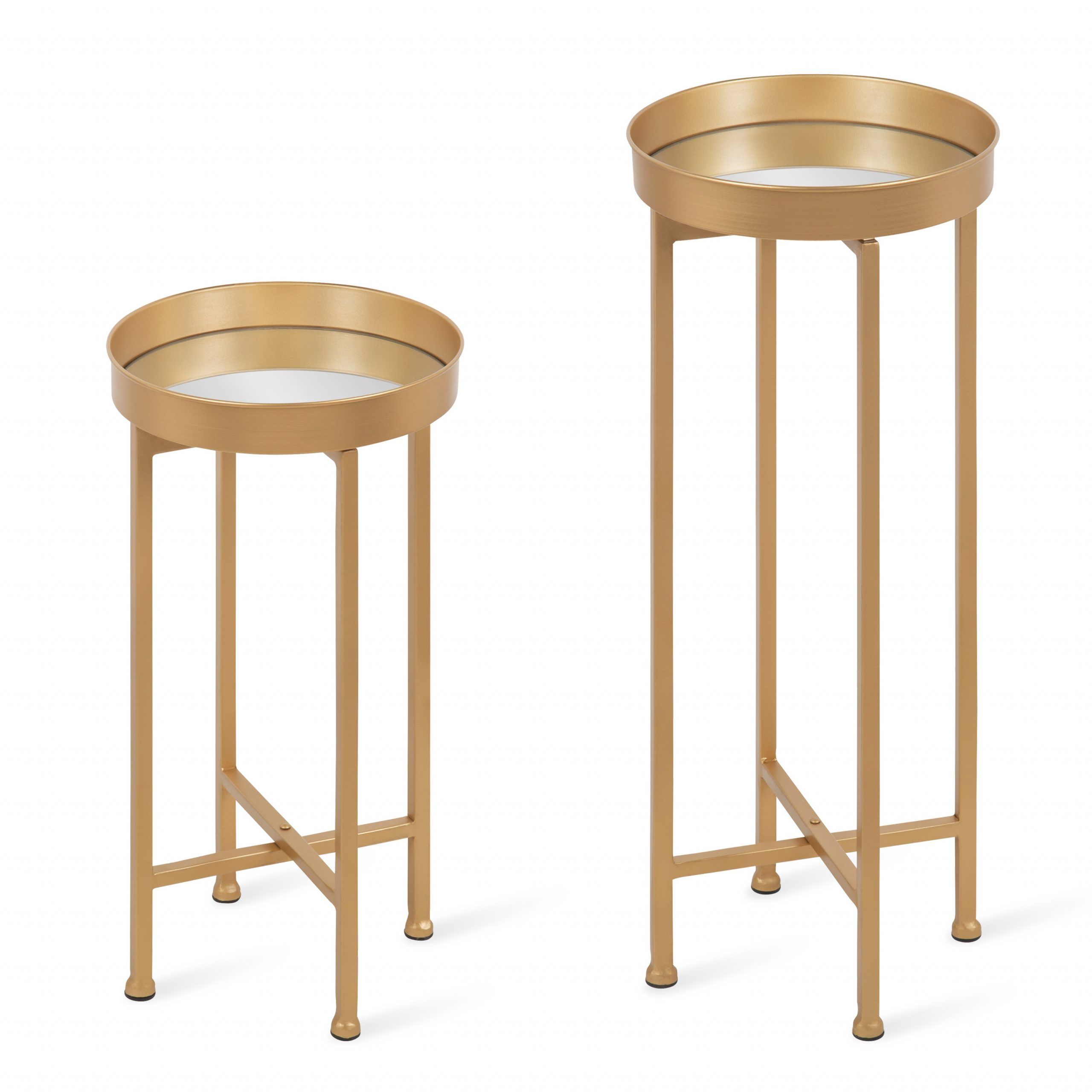 Latest Gold And Mirror Modern Cube End Tables Intended For Kate And Laurel Celia Side Tables, Set Of 2, Gold With (View 14 of 20)
