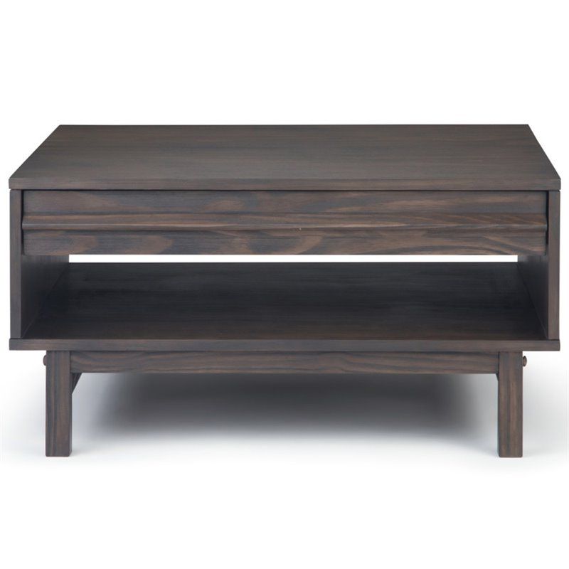 Latest Simpli Home Tabler 36" Square Storage Coffee Table In With Gray Driftwood Storage Coffee Tables (View 9 of 20)