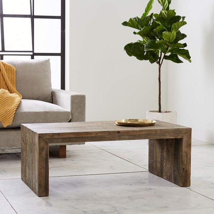 Latest Smoke Gray Wood Coffee Tables Within Emmerson® Reclaimed Wood Coffee Table – Stone Gray (View 1 of 20)