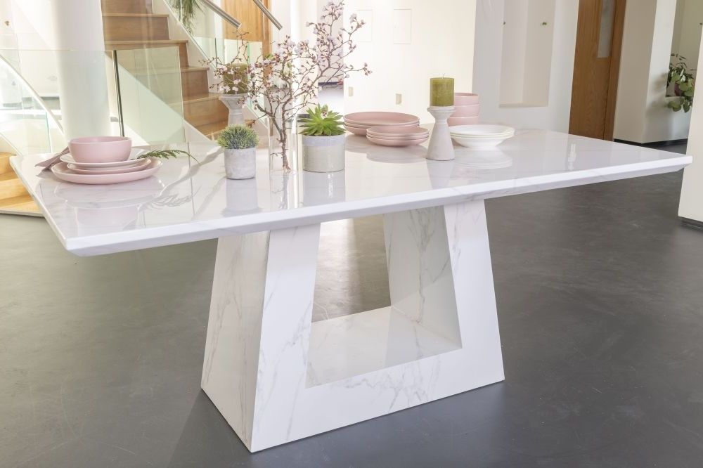 London White Marble 200cm Rectangular Dining Table With Regard To Well Known Marble And White Coffee Tables (View 16 of 20)