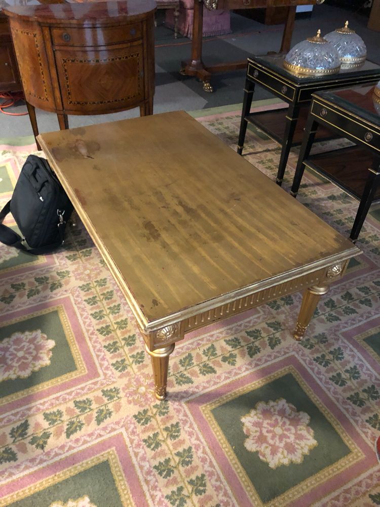 Lot Detail – Gold Painted Coffee Table With Regard To Fashionable Antique Blue Gold Coffee Tables (View 11 of 20)