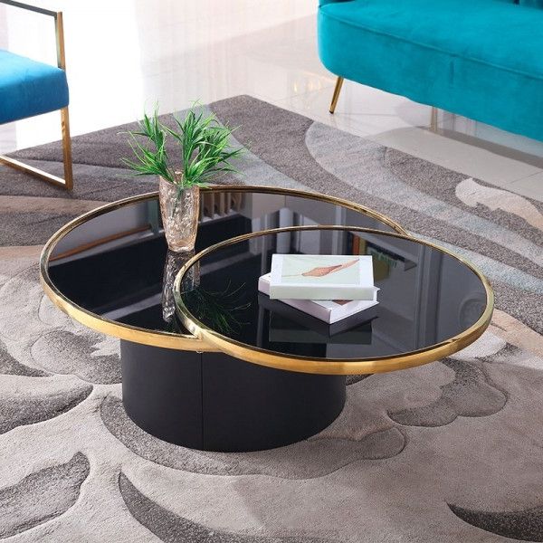 Luxury Nordic Black Tempered Glass Round Coffee Table With Intended For 2019 Black Round Glass Top Cocktail Tables (View 3 of 20)