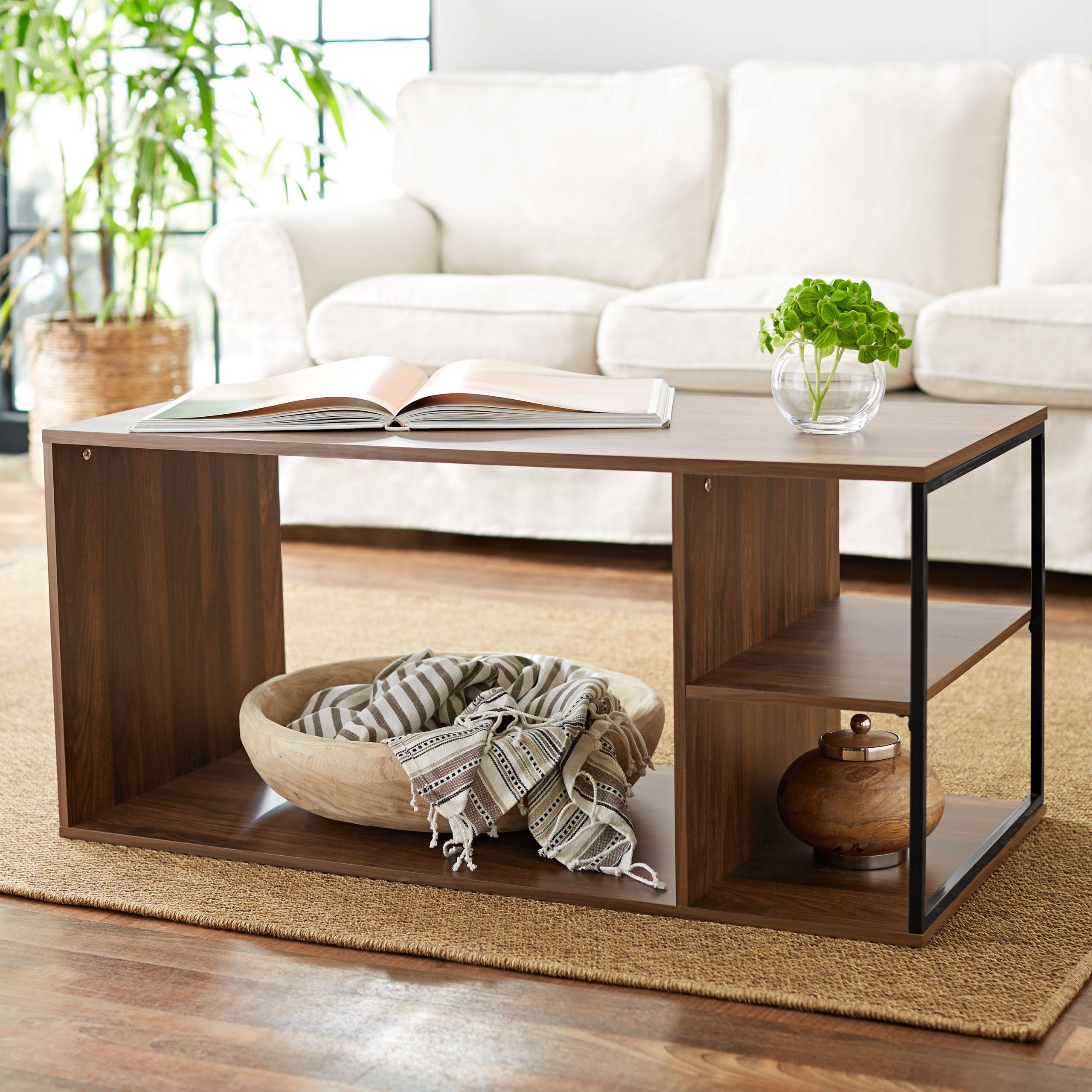 Mainstays Kalla Wood And Metal Coffee Table – Walmart Inside Well Liked Espresso Wood Storage Coffee Tables (View 2 of 20)