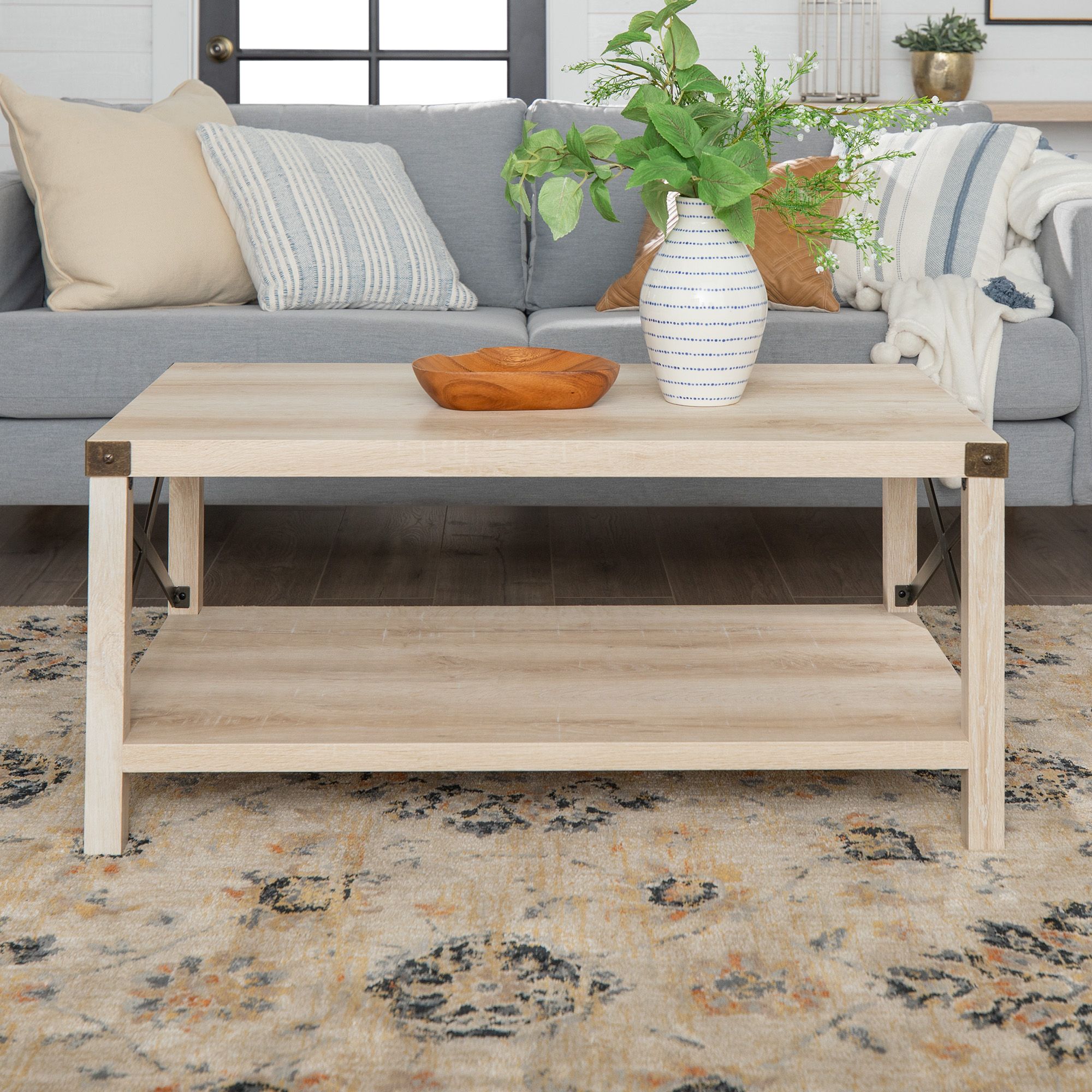 Manor Park 3 Piece Rustic Wood & Metal Coffee Table Set Within Latest Oak Wood And Metal Legs Coffee Tables (View 11 of 20)
