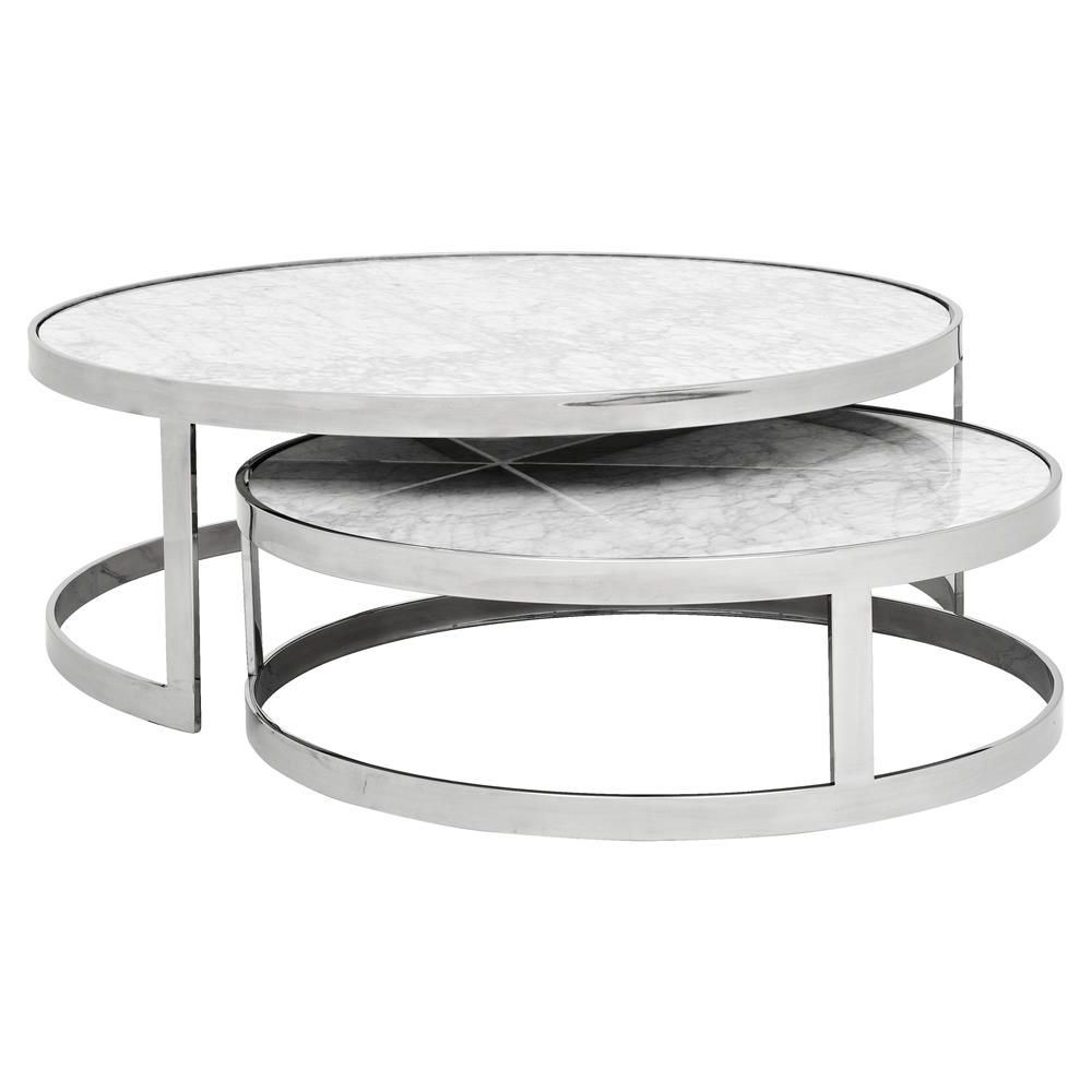 Marble And White Coffee Tables Intended For Favorite Eichholtz Fletcher Modern Classic White Marble Top Round (View 14 of 20)