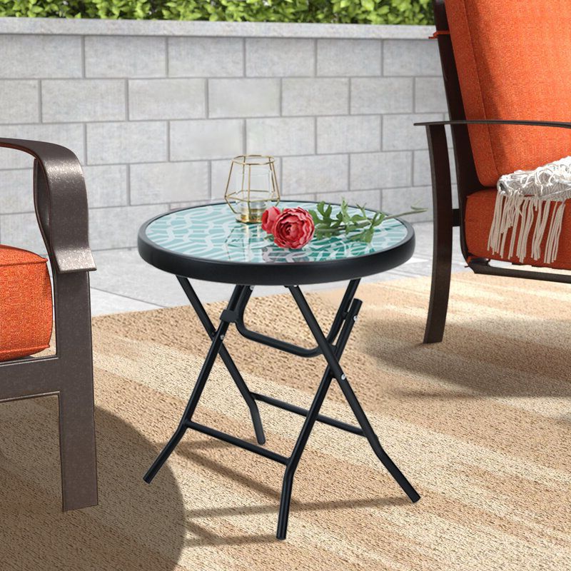 Mf Studio Outdoor Side Table Round Folding End Coffee Pertaining To Recent Round Iron Coffee Tables (View 4 of 20)