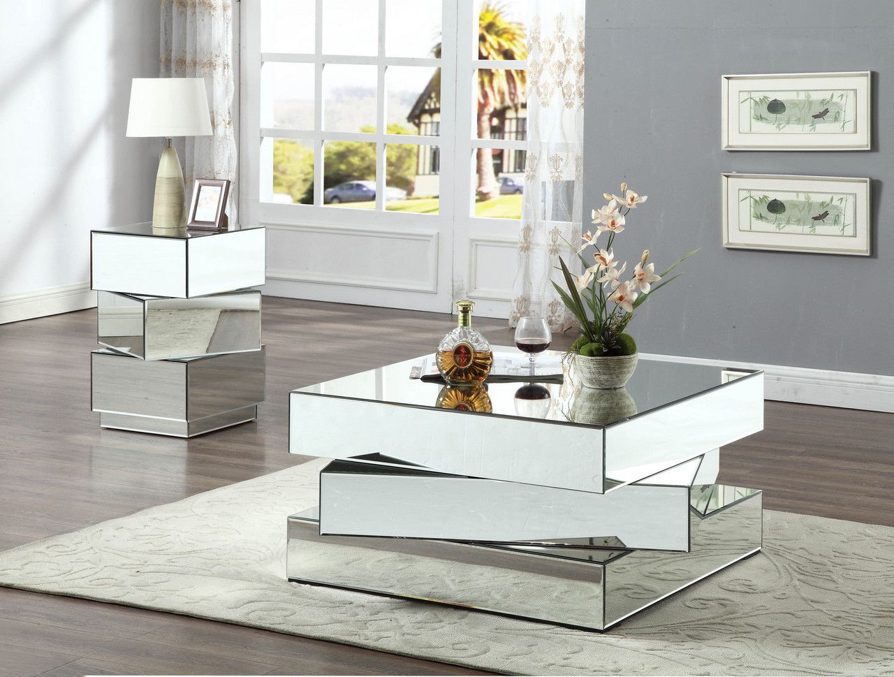 Mirrored And Chrome Modern Cocktail Tables Intended For Most Current Lucio Contemporary Mirrored Coffee Table With Triple (View 14 of 20)