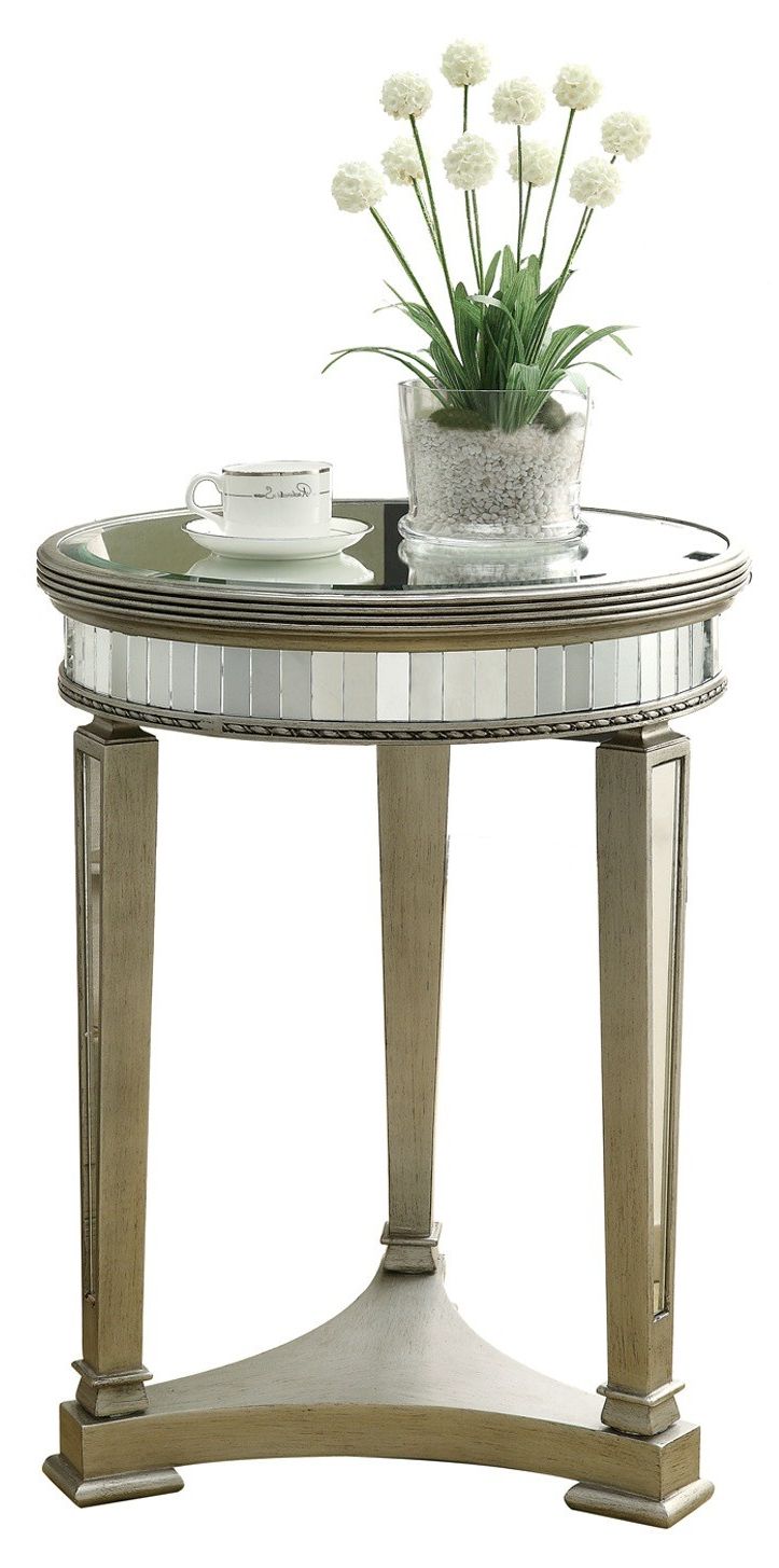 Mirrored And Silver Cocktail Tables With Regard To Most Current 3705 Brushed Silver / Mirrored Accent Table From Monarch (View 11 of 20)