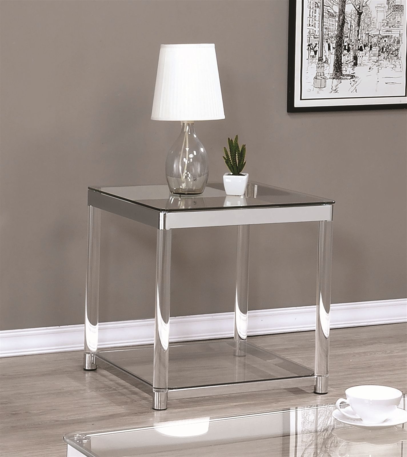 Modern Clear Glass Accent Table W/ Clear Acrylic Legs In Favorite Gold And Clear Acrylic Side Tables (View 15 of 20)