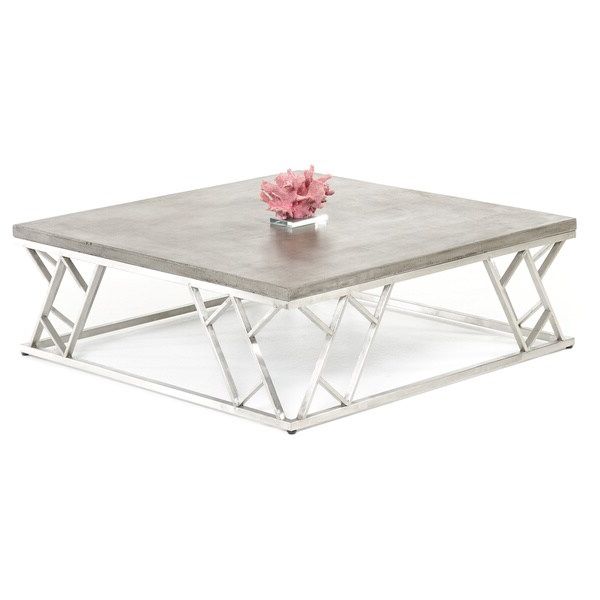 Modern Concrete Coffee Tables Pertaining To Trendy Shop Modrest Scape Modern Concrete Coffee Table – Free (View 18 of 20)