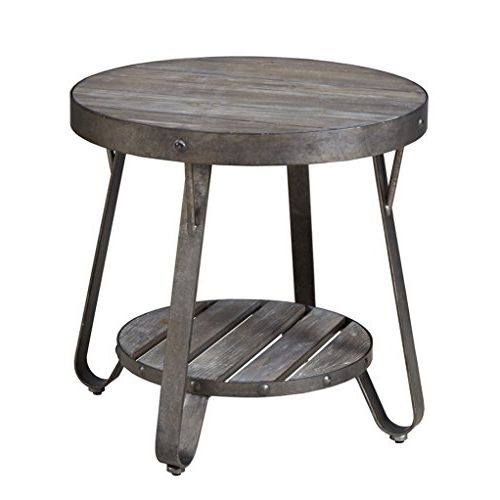 Modern Driftwood Rustic Gray Wood And Metal 24 Inch Round Inside Favorite Gray Driftwood And Metal Coffee Tables (View 17 of 20)