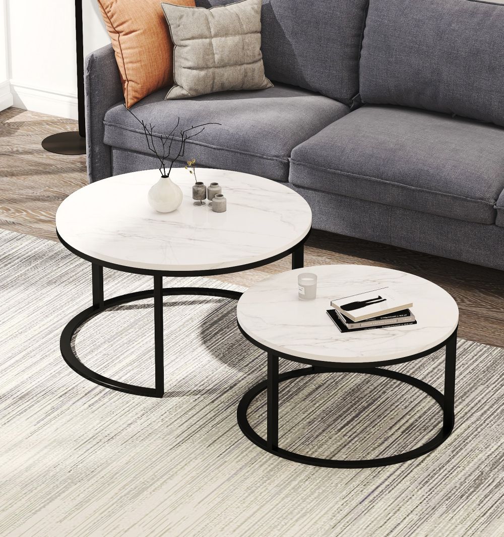 Modern Minimalist Design Round Nesting Coffee Table With Inside 2018 Marble Coffee Tables Set Of  (View 4 of 20)