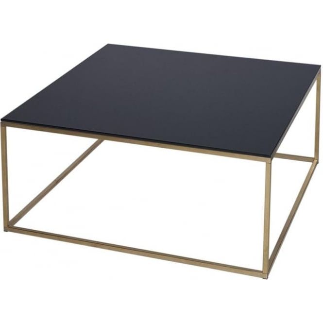 Most Current Black Glass And Gold Metal Contemporary Square Coffee With Regard To Square Black And Brushed Gold Coffee Tables (View 17 of 20)