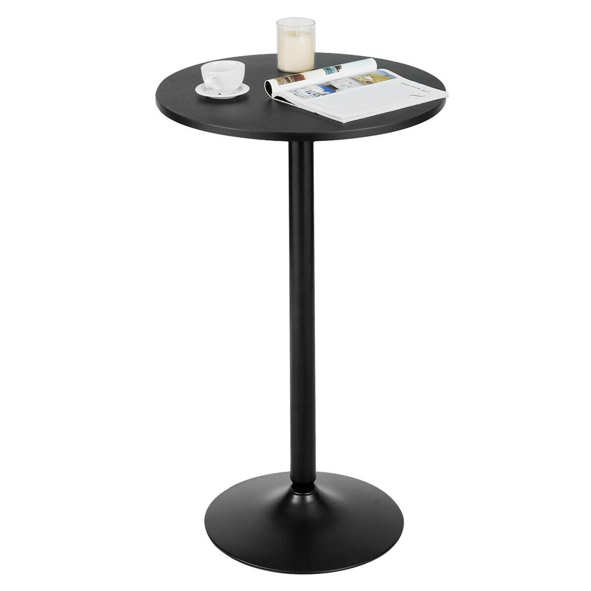 Most Current Black Metal Cocktail Tables In Gymax 24" Round Pub Table Bistro Bar Height Cocktail Table (View 11 of 20)