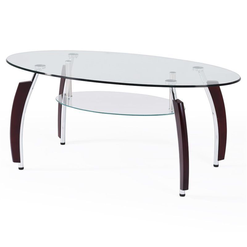 Most Current Clear Coffee Tables Regarding Hodedah Tempered Oval Glass Coffee Table In Clear – Hict (View 12 of 20)