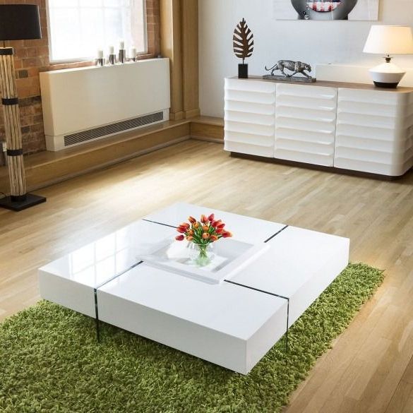 Most Current Large Modern Coffee Tables For Quatropi Modern Large White Gloss Coffee Table 1194mm (View 15 of 20)